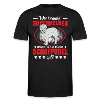 Schafpudel ist mein Held Altdeutscher Hütehund - Männer Funktions-T-Shirt - Schwarz - Vorne - AI Model Male 178 dark (178cm)