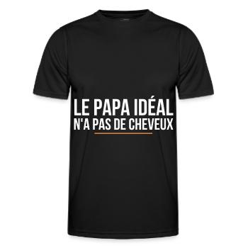 le papa idéal n'a pas de cheveux , cadeau papa - T-shirt sport Homme - noir - Devant - AI Model Male 178 dark (178cm)