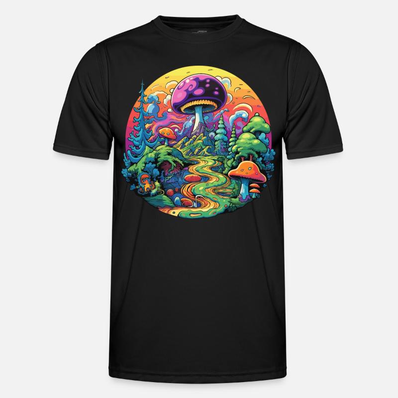 Psychedelische Pilze - Männer Funktions-T-Shirt - Schwarz