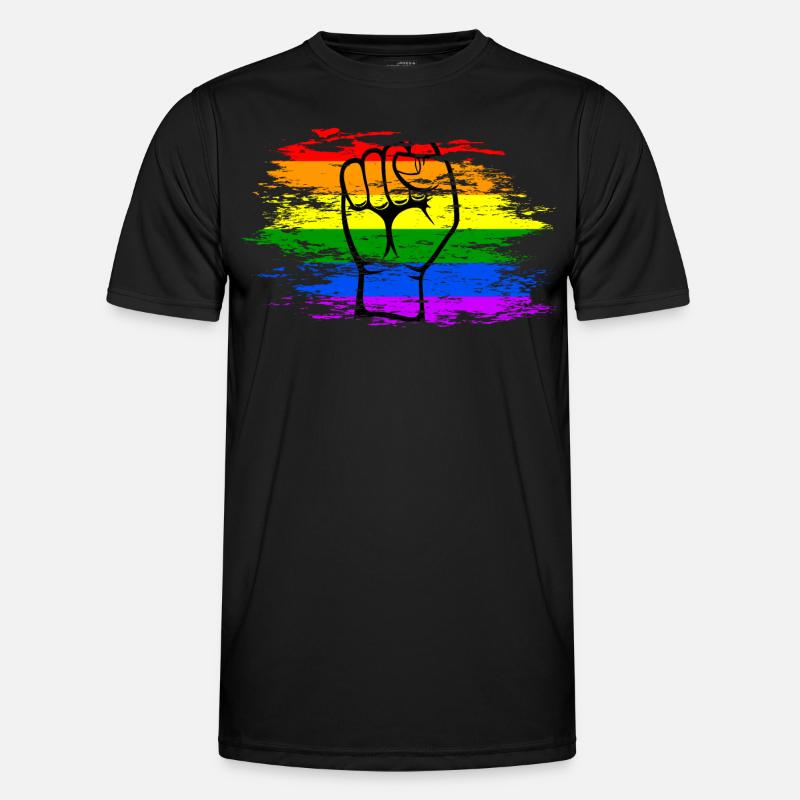 Regenbogen Flagge Faust used Männer Funktions-T-Shirt