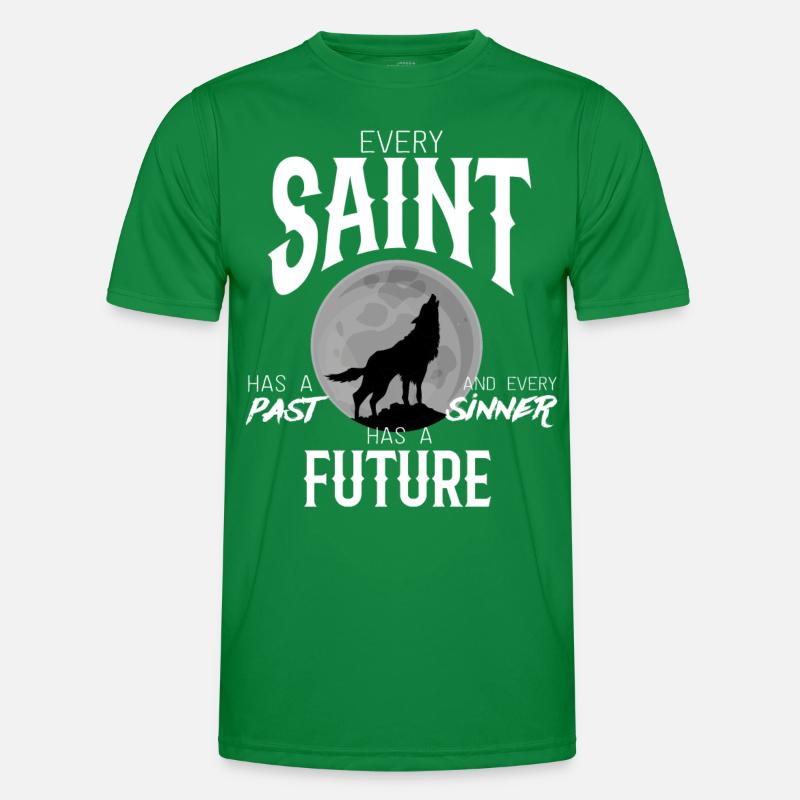 Holy sinner wolf saying gift past Men's Functional T-Shirt