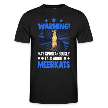 Avertissement! Peut parler spontanément des suricates - T-shirt sport Homme - noir - Devant - AI Model Male 178 dark (178cm)