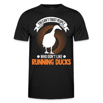 Indian Running Gift Running Duck - Men's Functional T-Shirt - black - Front - AI Model Male 178 dark (178cm)