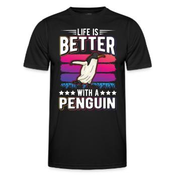 Life is better with a Penguin Pinguin - Männer Funktions-T-Shirt - Schwarz - Vorne - AI Model Male 178 dark (178cm)