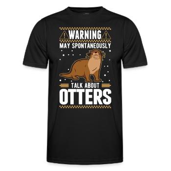 Warning Otter Otter Sea Otter - Men's Functional T-Shirt - black - Front - AI Model Male 178 dark (178cm)