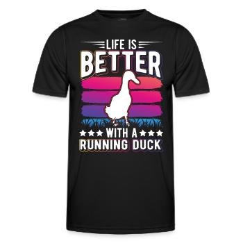 Life is better with a Running Duck Laufente - Men's Functional T-Shirt - black - Front - AI Model Male 178 dark (178cm)