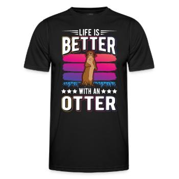 Life is better with an Otter Fischotter Seeotter - Männer Funktions-T-Shirt - Schwarz - Vorne - AI Model Male 178 dark (178cm)