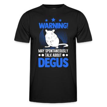 Warning May spontaneously talk about Degus - Men's Functional T-Shirt - black - Front - AI Model Male 178 dark (178cm)