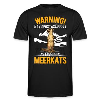 Warning May spontaneously talk about Meerkats - Men's Functional T-Shirt - black - Front - AI Model Male 178 dark (178cm)
