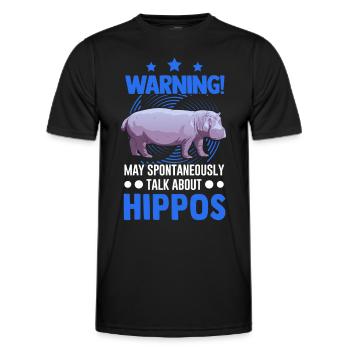 Warning Hippo Hippo Hippo Hippo - Men's Functional T-Shirt - black - Front - AI Model Male 178 dark (178cm)