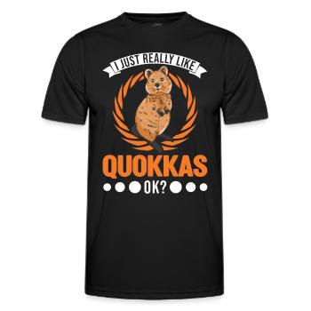 I just really like Quokka's short-tailed kangaroo - Men's Functional T-Shirt - black - Front - AI Model Male 178 dark (178cm)