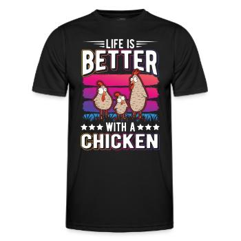 La vie est meilleure avec un poulet éleveur de poulets - T-shirt sport Homme - noir - Devant - AI Model Male 178 dark (178cm)