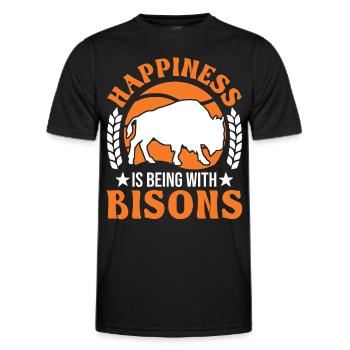 Buffalo Lucky Bison Water Buffalo - Men's Functional T-Shirt - black - Front - AI Model Male 178 dark (178cm)