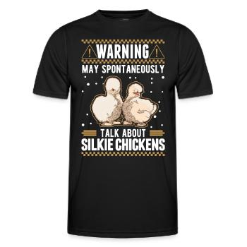 Warning Silkie Chicken Silkie Chicken - Men's Functional T-Shirt - black - Front - AI Model Male 178 dark (178cm)