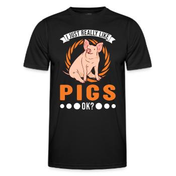 I just really like Pigs Landwirt Schweine - Männer Funktions-T-Shirt - Schwarz - Vorne - AI Model Male 178 dark (178cm)