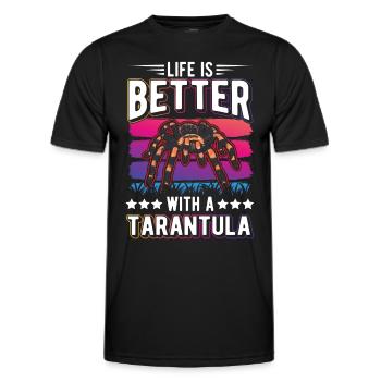 La vie est meilleure avec une Tarentule Tarantel - T-shirt sport Homme - noir - Devant - AI Model Male 178 dark (178cm)