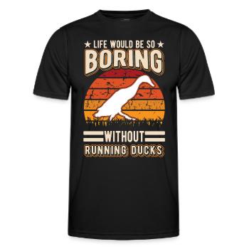 Indian Running Gift Running Duck - Men's Functional T-Shirt - black - Front - AI Model Male 178 dark (178cm)