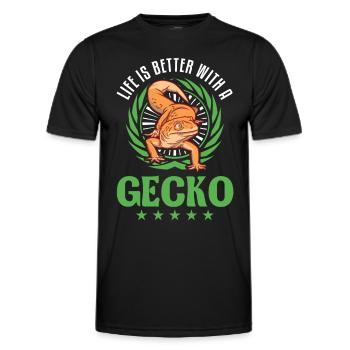 Life is better with a Gecko Leopard gecko - Men's Functional T-Shirt - black - Front - AI Model Male 178 dark (178cm)