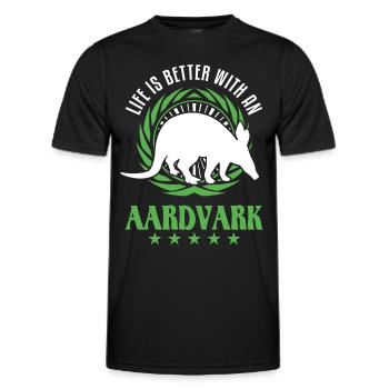 La vie est meilleure avec un Aardvark Erdferkel - T-shirt sport Homme - noir - Devant - AI Model Male 178 dark (178cm)