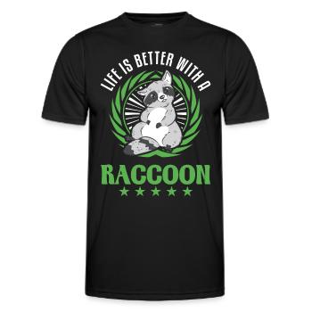 Life is better with a Raccoon Waschbär - Men's Functional T-Shirt - black - Front - AI Model Male 178 dark (178cm)