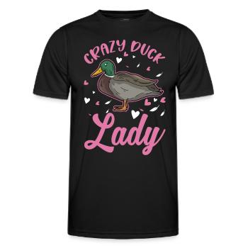 Crazy Duck lady éleveur de canards - T-shirt sport Homme - noir - Devant - AI Model Male 178 dark (178cm)