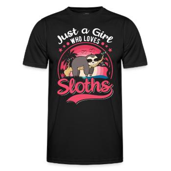 Just a Girl Who loves Sloths Faultier Mädchen - Men's Functional T-Shirt - black - Front - AI Model Male 178 dark (178cm)