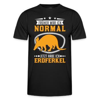 Früher war ich normal Jetzt habe ich Erdferkel - Männer Funktions-T-Shirt - Schwarz - Vorne - AI Model Male 178 dark (178cm)