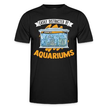 Easily distracted by Aquariums Aquaristik Aquarist - Männer Funktions-T-Shirt - Schwarz - Vorne - AI Model Male 178 dark (178cm)