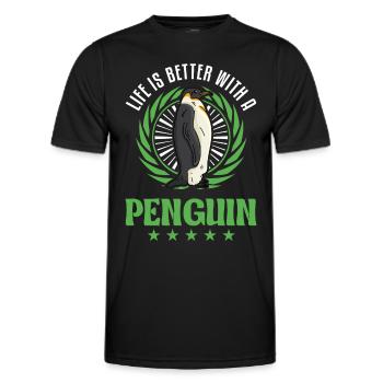 Life is better with a Penguin Pinguin - Männer Funktions-T-Shirt - Schwarz - Vorne - AI Model Male 178 dark (178cm)