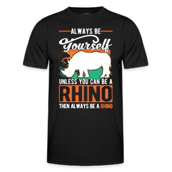 Nashorn Rhino Rhinozeros - Männer Funktions-T-Shirt - Schwarz - Vorne - AI Model Male 178 dark (178cm)