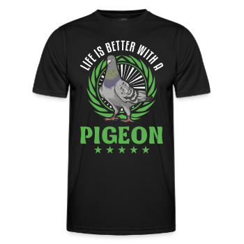 Life is better with a Pigeon Pigeon Pigeon Fancier - Men's Functional T-Shirt - black - Front - AI Model Male 178 dark (178cm)
