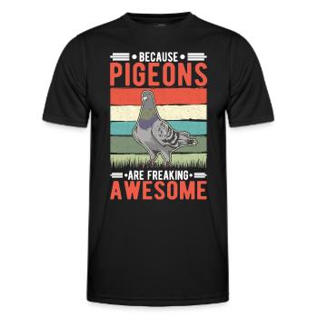Because Pigeons are freaking awesome Taube - Men's Functional T-Shirt - black - Front - AI Model Male 178 dark (178cm)