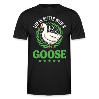 Life is better with a Goose Goose Breeder Goose - Men's Functional T-Shirt - black - Front - AI Model Male 178 dark (178cm)
