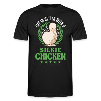 La vie est meilleure avec un Silkie Chicken Seidenhuhn - T-shirt sport Homme - noir - Devant - AI Model Male 178 dark (178cm)
