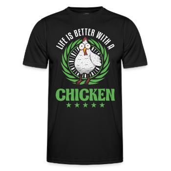 La vie est meilleure avec un poulet éleveur de poulets - T-shirt sport Homme - noir - Devant - AI Model Male 178 dark (178cm)