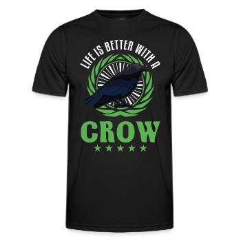 Life is better with a Crow Crow Raven Crow Crow - Men's Functional T-Shirt - black - Front - AI Model Male 178 dark (178cm)