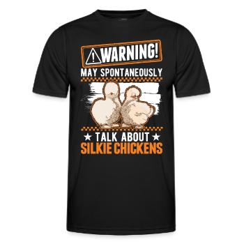 Warning Silkie Chicken Silkie Chicken - Men's Functional T-Shirt - black - Front - AI Model Male 178 dark (178cm)