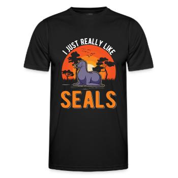J’aime vraiment Seal Sea Lion Seal - T-shirt sport Homme - noir - Devant - AI Model Male 178 dark (178cm)