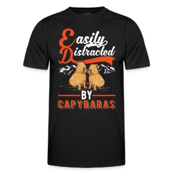 Easily distracted by Capybaras - Männer Funktions-T-Shirt - Schwarz - Vorne - AI Model Male 178 dark (178cm)