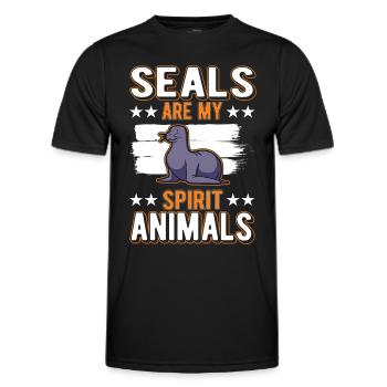 Seelöwe Spirit animal Robbe - Männer Funktions-T-Shirt - Schwarz - Vorne - AI Model Male 178 dark (178cm)