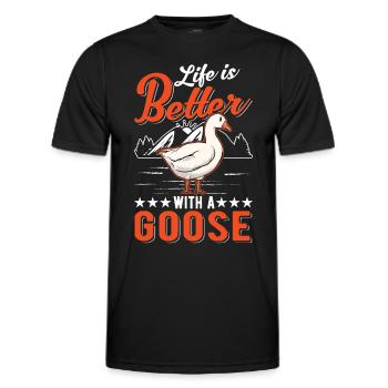 La vie est meilleure avec une oie reproductrice d’oies - T-shirt sport Homme - noir - Devant - AI Model Male 178 dark (178cm)
