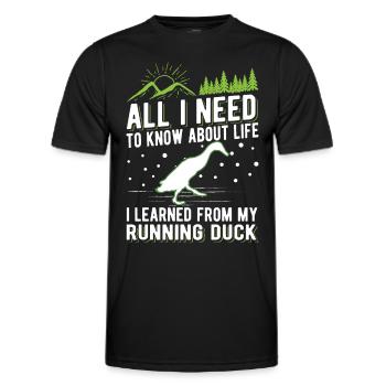 Indian Runner Duck Running Duck - Men's Functional T-Shirt - black - Front - AI Model Male 178 dark (178cm)