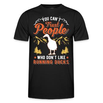 Indian Runner Duck Gift Running Duck - Men's Functional T-Shirt - black - Front - AI Model Male 178 dark (178cm)