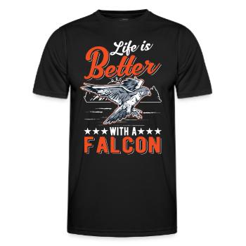 Life is better with a falcon falconer - Men's Functional T-Shirt - black - Front - AI Model Male 178 dark (178cm)