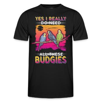 Budgerigar Gift Welli cockatiel - Men's Functional T-Shirt - black - Front - AI Model Male 178 dark (178cm)
