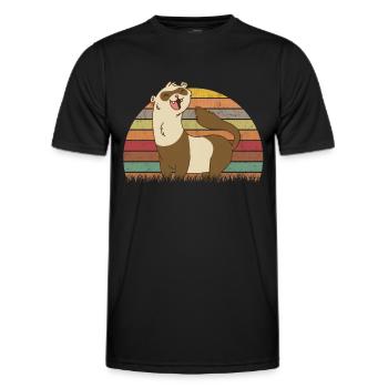 Ferret Retro Weasel Vintage - T-shirt sport Homme - noir - Devant - AI Model Male 178 dark (178cm)