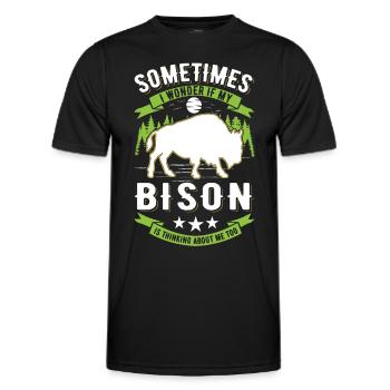 Buffalo Gift Bison Buffallo Buffle d’eau - T-shirt sport Homme - noir - Devant - AI Model Male 178 dark (178cm)