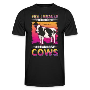 Cow Cattle breeder Farmer Cows Farmer - Men's Functional T-Shirt - black - Front - AI Model Male 178 dark (178cm)