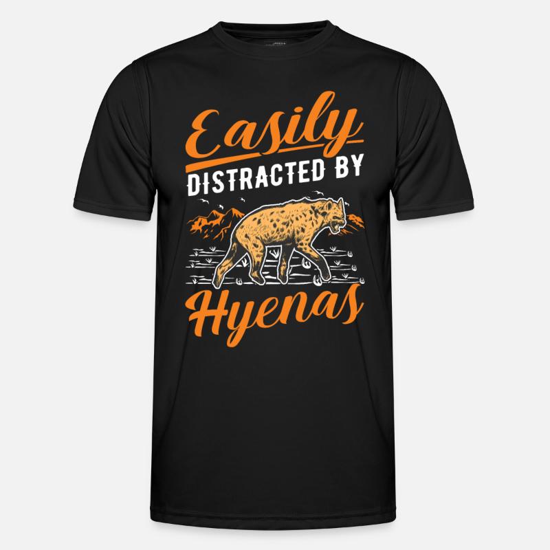 Easily distracted by Hyenas Erdwolf Hyäne Männer Funktions-T-Shirt