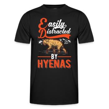 Facilement distrait par les hyènes Erdwolf Hyène - T-shirt sport Homme - noir - Devant - AI Model Male 178 dark (178cm)